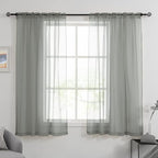 HUTO Sage Grey Sheer Window Curtains 52 by 63 Inch Length Rod Pocket Window Sheer Panels Drapes 2 Panels Curtains for Bedroom Living Room Nursery