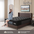 King Mattress, 14 Inch Hybrid Mattresses Black with Gel Memory Foam and Individually Pocket Innerspring Euro Top Medium Firm for Motion Isolation, Edge Support, 100 Night Trial