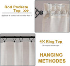 OWENIE Linen Blend Sheer Curtains 96 inch Long 2 Panels Set for Bedroom/Living Room, Natural Farmhouse Sheer Cutain Rod Pocket Farmhouse Drapes,2 Pcs Each 40" W x 96" L