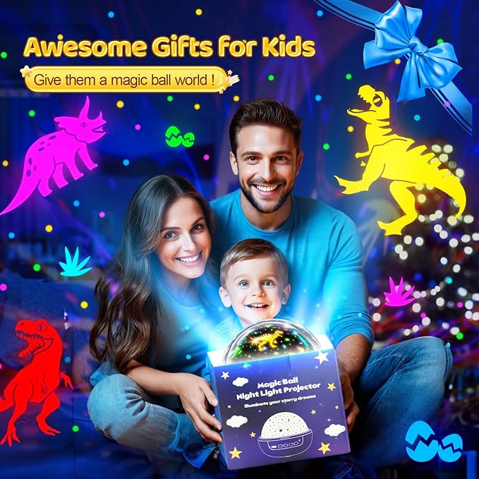 COOLNIGHT Christmas Room Decor, 93 Lighting+3 Films Christmas Projector Christmas Stuff, Remote+Dimmable+360° Slient Nightlight for Baby Nursery, Christmas Room Decorations, Moon Projector (White)