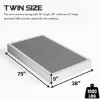 ZIYOO Twin Box Spring and Cover 9 Inch High Profile Metal Boxspring, Easy Assembly,Mattress Foundation/Heavy Duty Metal Steel Structure/Quiet Noise-Free