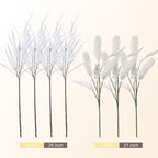 7 PCS Artificial Fall Stem Fake Plants, 26 in Fake Leaves Autumn Greenery Branches White Flowers Faux Foliage DIY Stems for Vase Thanksgiving Home Kitchen Office Indoor Centerpiece Table Decoration
