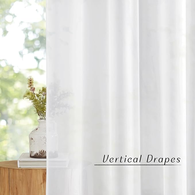 NICETOWN White Sheer Curtains 96 inches Long, Grommet Light Filtering Voile Sheer Window Treatments Lightweight & Breathable Drapes for Bedroom/Living Room, W42 x L96, 2 Panels