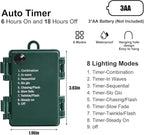 Battery Operated String Lights - 18ft 50 LED C3 String Lights Christmas Lights Battery Powered String Lights for Indoor Outdoor Christmas Tree Wreath Party Decoration, Waterproof, Multicolor 2Pack