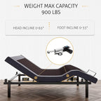SHA CERLIN Queen Size Ergonomic Adjustable Bed Base, Upholstered Bed Frame with Upholstered Motor, Motorized Head and Foot Incline, Wireless Remote Control, Assembly Required, Bed Base Only