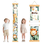 Personalized Name Kids Height Wall Chart,Animals Canvas Height Chart for Kids, Growth Chart for Wall Baby Room Nursery,Toddler Height Wall Chart Hanging Rulers for Children Bedroom Playroom Wall Decor