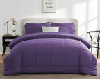 CozyLux Queen Comforter Set Purple, 7 Pieces Bed in a Bag, Purple Comforter Queen Size, All Season Bedding Sets with Stitch Quilted Comforter, Flat Sheet, Fitted Sheet, Pillowcases