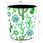 10L/2.64 Gallon PU Leather Trash Can, Decorative Waterproof Wastebasket Dustbin Garbage Bin for Home Office Bathroom - Cactus B