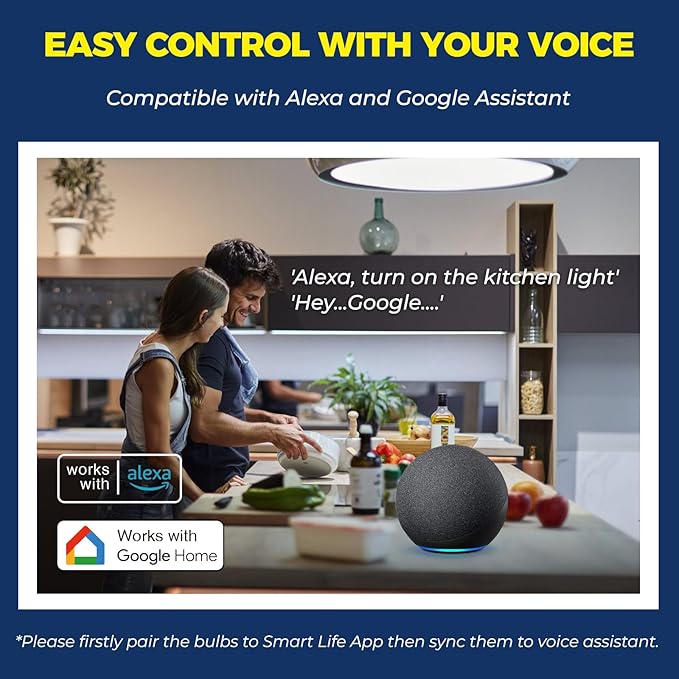 Lightinginside Smart Light Bulbs 60W Equivalent, WiFi Smart Bulb Compatible with Alexa/Google Assistant/Smart Life, A19 E26 RGBCW Color Changing, No Hub Required,2.4G WiFi, ETL Listed, 9W 800LM, 1PC