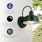 Mason Barn Light Indoor/Outdoor Wall Mount Modern Industrial Farmhouse Design House Wall Light for Patio, Garage, Bathroom, Office, Kitchen, 8-Inch, Forest Green, 579342