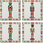 Thirstystone Holiday Nutcrackers 4 Pack Assorted Tumbled Tile Stone Coasters with Protective Cork Backing 4" Square Manufactured in The USA