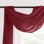 NICETOWN Window Scarfs for Living Room Extra Long, Haute Red Chic Decorative Valances for Ceremony, Set of 2, 60" Wide by 216" Long
