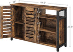 VASAGLE Lowell Storage Cabinet, Sideboard with Adjustable Shelves and Louvered Doors, Industrial, 13" D x 44.9" W x 29.5" H, Rustic Brown
