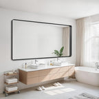 Suidia Bathroom Mirror, 72" x 36" Wall Mirror Metal Framed, Bathroom Vanity Mirror for Living Room Bedroom Bathroom Entryway, Black, Rounded Corner Style