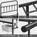 Yaheetech Classic Metal Platform Bed Frame Mattress Foundation with Victorian Style Iron-Art Headboard/Footboard/Under Bed Storage/No Box Spring Needed/Twin Size Black