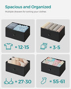 SONGMICS Dresser for Bedroom, Fabric Dresser with 4 Drawers, Metal Frame, Small Chest of Drawers, Black and Rustic Brown ULTS314B01