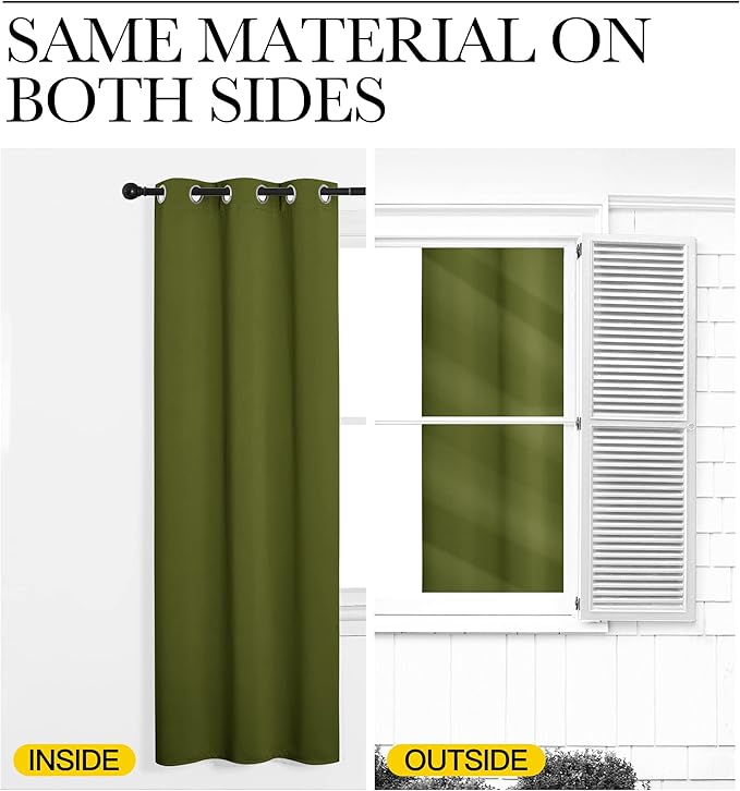 NICETOWN Olive Green Blackout Curtains 120 inches Length for Living Room, 2 Panels, 55" Wide, Thermal Insulated Long Drapes for Large Window