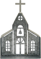 Church Shaped Tea Light Candle Holder Farmhouse Galvanized Metal Candle Holder Vintage Decorative Tealight Holder for Table Centerpiece Decoration - 6.22" x 1.97" x 9.25"