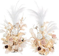 Ling's moment Christmas Decor, 41" Tall Fall Free Standing Artificial Flowers Arrangements 2pcs Wedding Arch Altar Stage Decorations White Beige for Ceremony Reception Rose Fake Floral Party