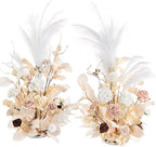 Ling's moment Christmas Decor, 41" Tall Fall Free Standing Artificial Flowers Arrangements 2pcs Wedding Arch Altar Stage Decorations White Beige for Ceremony Reception Rose Fake Floral Party