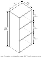 Furinno LUDER Book Shelf, 3-Cube Bookshelf, Bookcase, 9.3" x 12" x 31.5", for Living Room, Bedroom, Home Office, White/Light Blue