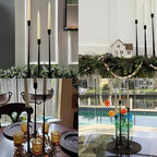 Denique Iron Taper Candle Holder Set of 3, Black Candlestick Holders 19.3”17” 14” Heightening Decorative Candle Stand Set for Wedding, Dining Table, Home Decoration (Black)