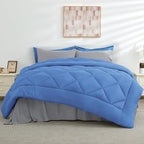 HEVUMYI Royal Blue & Light Grey Twin Comforter Set - 5-Piece All Season Bed in a Bag Twin, Ultra Soft Bedding Set with Comforter, Flat Sheet, Fitted Sheet, Pillowcases, Pillow Shams, Royal Blue
