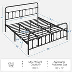 Yaheetech Classic Metal Platform Bed Frame Mattress Foundation with Victorian Style Iron-Art Headboard/Footboard/Under Bed Storage/No Box Spring Needed/King Size Black