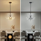 WUZUPS Crystal Chandelier Pendant Flushmount Ceiling Light Modern Lighting Fixture for Bedroom Hallway Bar Kitchen Bathroom, H 15.7" x W 17.7", Black, E12 Base