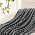 Exclusivo Mezcla Fleece Bed Blanket King Size, Super Soft and Warm Blankets for Couch, Sofa and Bed Waffle Textured, Cozy, Fuzzy and Lightweight (Dark Grey, 90x104 Inches)