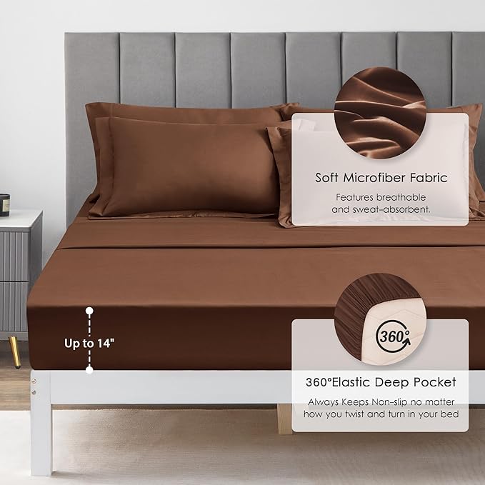 Love's cabin Twin XL Comforter Set Brown, 5 Pieces Twin XL Bed in a Bag, All Season Bedding Sets with 1 Comforter, 1 Flat Sheet, 1 Fitted Sheet, 1 Pillowcase and 1 Pillow Sham