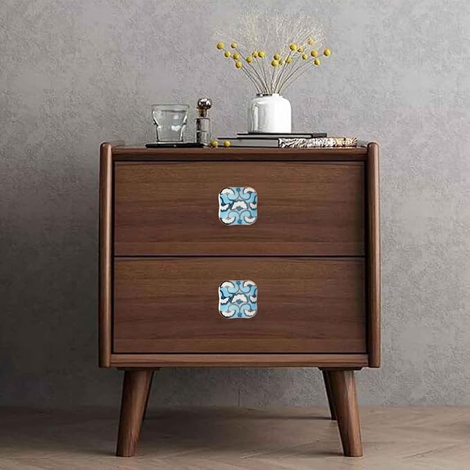 Perilla Home Set of 6 Ceramic Knobs Decorative Round Knobs for Home Kitchen Cabinet Hardware Cupboard Glass Door Dresser Wardrobe and Drawer Pulls (Small, Cadia Blue)