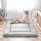 MAXYOYO Japanese Floor Mattress, Thicken Daybed Futon Sleeping Pad Foldable Roll Up Mattress Boys Girls Dormitory Floor Lounger Bed Couches and Sofas, Grey, Twin Size