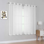 KEQIAOSUOCAI Pure White Sheer Curtains for Windows 63 inch Length - Grommet Voile Textured Soft & Lightweight Window Dressing for Bedroom Decor,W54 x L63, 2 Pieces