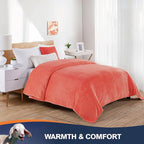 Walensee Fleece Blanket Plush Throw Fuzzy Lightweight (Queen Size 90x90 Coral) Super Soft Microfiber Flannel Blankets for Couch, Bed, Sofa Ultra Luxurious Warm and Cozy for All Seasons