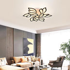 Garwarm LED Ceiling Light, Dimmable Modern Flower Shape Flush Mount Ceiling Lamp, 75W Acrylic Petals Ceiling Chandelier Lighting with Remote Control for Living Room Bedroom Dining Room (Black)