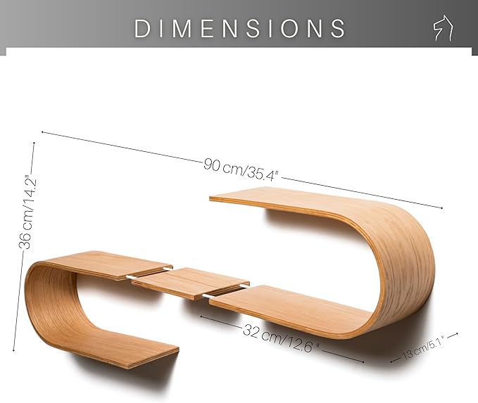 EWART WOODS Floating Wall Mounted Oval Shelf from Wood, Decorative Geometric Wooden Shelves for Candles, Unique Oak Hanging Display Decor (Oak)