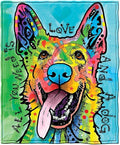 Dawhud Direct Colorful German Shepherd Fleece Blanket for Bed, 50 x 60 Dean Russo German Shepherd Fleece Throw Blanket for Women, Men and Kids - Super Soft Plush Dog Blanket Throw Plush