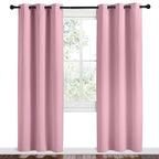 NICETOWN Crystal Pink Room Darkening Curtains for Kitchen, Set of 2, 42 inches Wide by 78 inches Long, Window Treatment Thermal Insulated Solid Grommet Room Darkening Curtains/Drapes for Bedroom