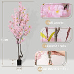 7FT Artificial Pink Cherry Tree,Lifelike Handmade Natural Fake Cherry Blossom Tree,Faux Realistic Sakura Tree,Perfect Decoration for Wedding,Home,Party,Festive