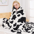 Fleece Cow Print Blanket - Premium Lightweight Anti-Static Bed Cow Throws Soft Cozy Warm Blankets Plush Gift, Bedroom Decor 90" x 108"(Black Cow King)