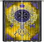 Viking Blackout Curtains Scandinavian Pirate Totem Mythology Golden Tree of Life Printed Curtain Bedroom and Living Room Decoration Blackout Curtains W42 * L63 Inch