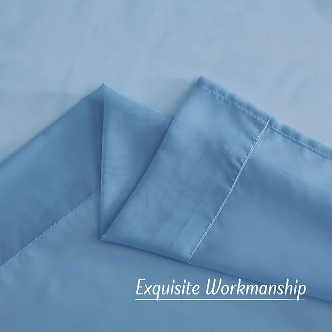 NICETOWN Stone Blue Sheer Curtains 96 Inches Long, Grommet Airy & Lightweight Window Treatment Translucent Elegant Drapes for Living Room/Bedroom, W54 x L96, 2 Panels