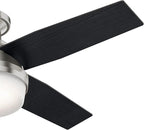 Hunter 44 inch Indoor Ceiling Fan with LED Light and Remote Control - Modern Ceiling Fan, Low Profile Mount, 4 Black Oak Blades, For Bedroom, Living Room, or Kitchen - Dempsey 59243, Brushed Nickel