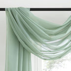 NICETOWN Voile Sheer Scarf Valances for Windows, 216" Extra Long Window Dressings for Anniversary/Wedding Design, Sage Green, 60" Wide, 2 Pieces