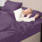 Mejoroom King Size Bed Sheet Set - Hotel Luxury 1800 Bedding Sheets & Pillowcases - 16" Deep Pocket Fitted Sheet, Soft, Breathable, Wrinkle & Fade Resistant - 4 Piece(King, Purple)