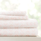Linen Market 4 Piece King Sheet Set - Breathable, Double-Brushed Patterned Cooling Sheets – Oeko-TEX Certified Ultra Soft & Wrinkle-Free 16" Deep-Pocket King Sheets - Easy Care Classic in Pink