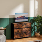 OLIXIS 7 Drawers Dresser for Bedroom, Fabric Storage Tower for Living Room, Entryway - Sturdy Steel Frame, Wooden Top & Easy Pull Fabric Bins, Closet Chests Organizer for Clothes, Classic Rust Brown