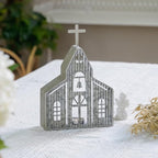 Church Shaped Tea Light Candle Holder Farmhouse Galvanized Metal Candle Holder Vintage Decorative Tealight Holder for Table Centerpiece Decoration - 6.22" x 1.97" x 9.25"