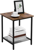 VASAGLE End Table Set of 2, 2-Tier Nightstands Side Table Night Stand Bedside Desk for Small Space in Living Room, Bedroom, Steel Frame, Easy Assembly, 2-Pack, Chestnut Brown, ULET202B17